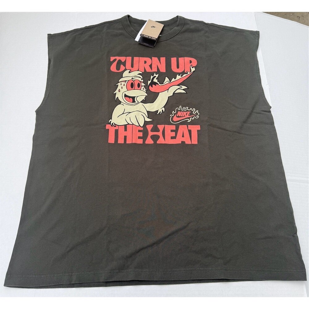 Nike Sportswear T-Shirt Men's L Green Turn Up The Heat Graphic Sleeveless